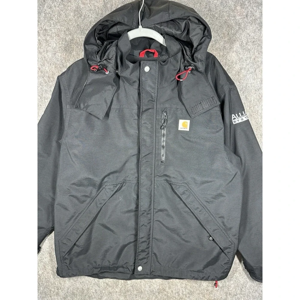 Carhartt J162 001 Shoreline Jacket Mens Large Black Storm Defender Hooded